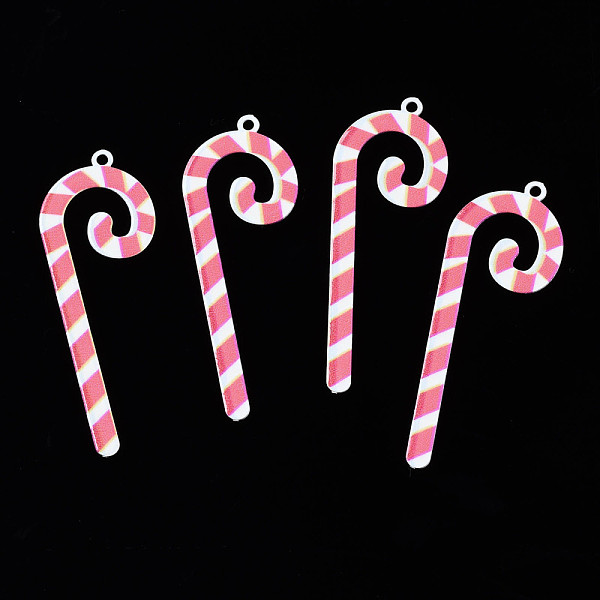 

PandaHall Spray Painted Brass Pendants, with Printed, for Christmas, Candy Cane, Indian Red, 43x15x0.5mm, Hole: 1.5mm Brass Candy