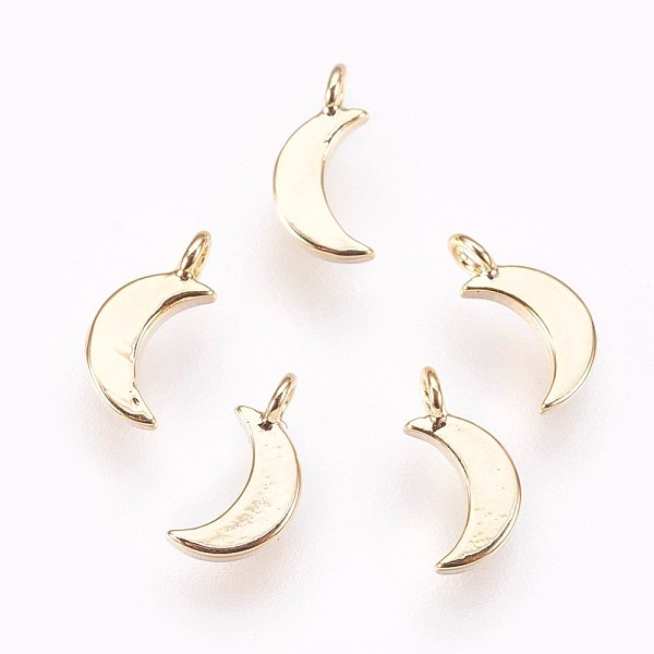 

PandaHall Brass Charms, Nickel Free, Moon, Real 18K Gold Plated, 8x4x1mm, Hole: 1.2mm Brass Moon