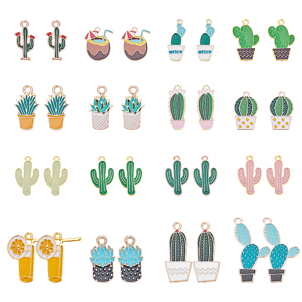 

PandaHall 16 Styles Cactus Tropical Charms, 32pcs Alloy Summer Desert Plant Enamel Dangle Charms Beads Jewelry Findings Beads for Necklace...