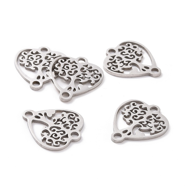 

PandaHall 201 Stainless Steel Links connectors, Tree of Life with Heart, Stainless Steel Color, 17.5x15x1mm, Hole: 1.5mm 201 Stainless Steel...