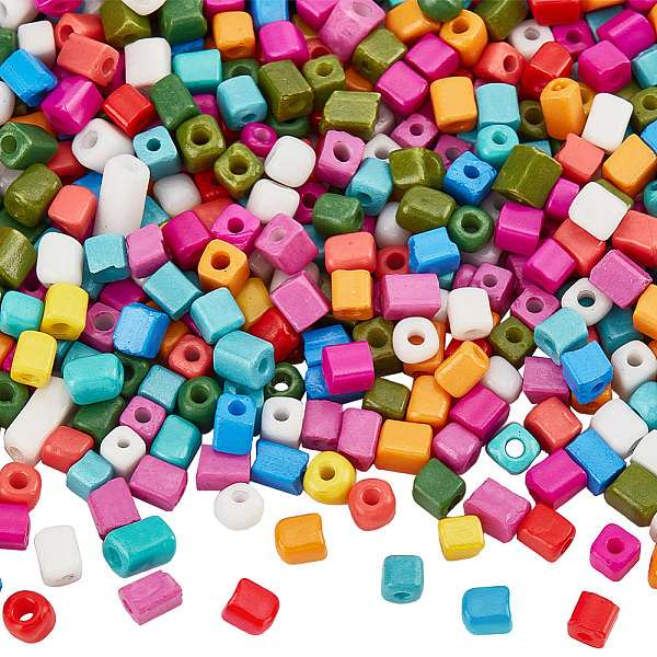 

PandaHall About 2000 Pcs Seed Beads Cube Beads, Random Color Square Glass Seed Beads Spacer Opaque Colors Lustered Loose Beads for Bracelet..., Multicolor