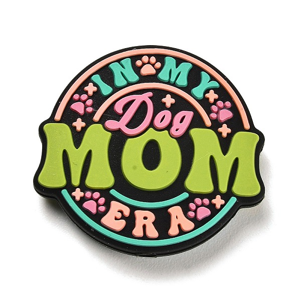 

PandaHall Silicone Beads, DIY Nursing Necklaces Making, DOG MOM, Flat Round, 27x29x7mm, Hole: 2.5mm Silicone Flat Round