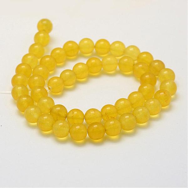 

PandaHall Natural White Jade Beads Strands, Dyed & Heated, Round, Yellow, 8mm, Hole: 1mm, about 48~50pcs/strand, 14.5 inch(37cm) White Jade...