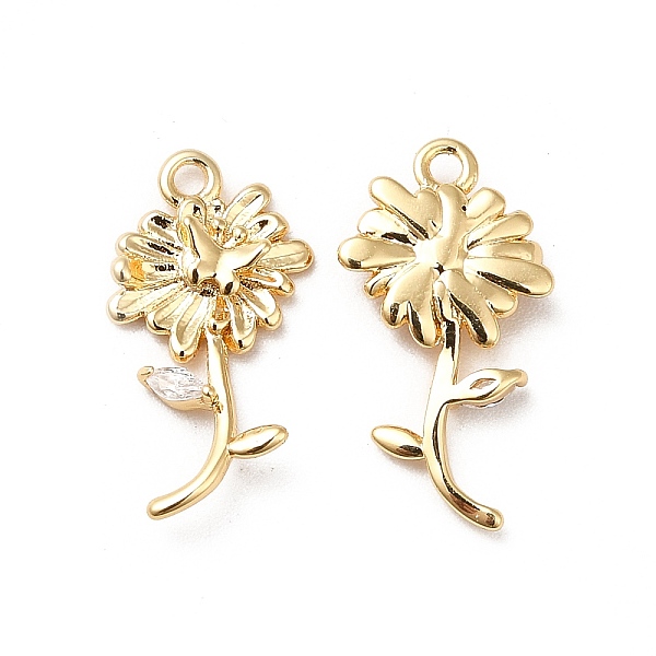 

PandaHall Brass Micro Pave Clear Cubic Zirconia Pendants, Long-Lasting Plated, Flower with Butterfly, Real 18K Gold Plated, 18x9.5x3mm, Hole...