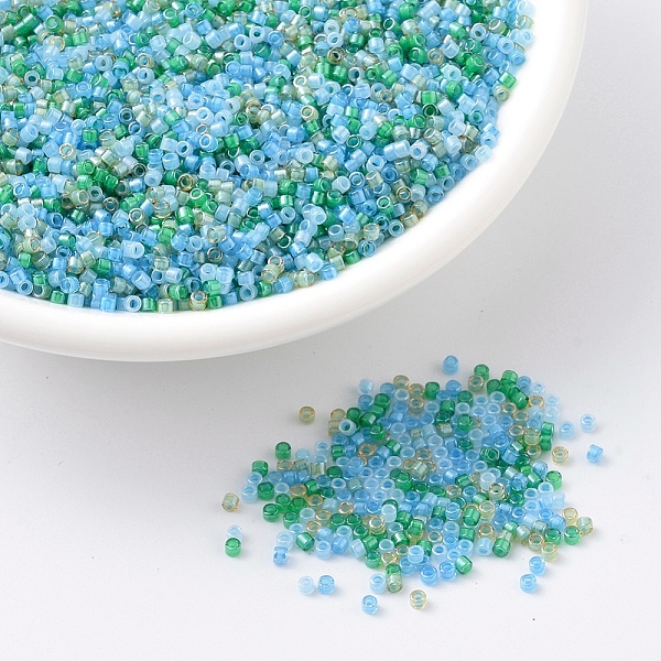 

PandaHall MIYUKI Delica Beads, Cylinder, Japanese Seed Beads, 11/0, (DB2067) Luminous Mix 7, 1.3x1.6mm, Hole: 0.8mm, about 10000pcs/50g..., Cyan