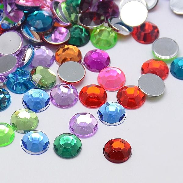 

PandaHall Faceted Half Round/Dome Acrylic Rhinestone Flat Back Cabochons, Mixed Color, 12x3.6mm Acrylic Rhinestone Half Round Multicolor