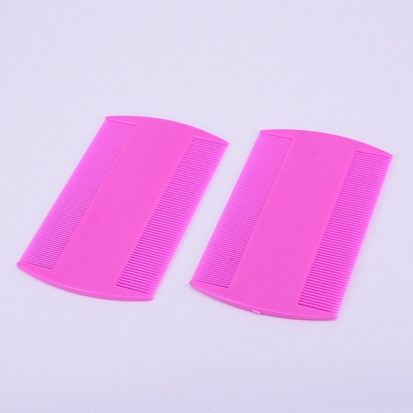 

PandaHall Plastic Double Sided Pet Combs, Cat Dog Pet Grooming Fine Tooth Hair Combs, Hot Pink, 88x51x2.5mm Plastic Rectangle Pink