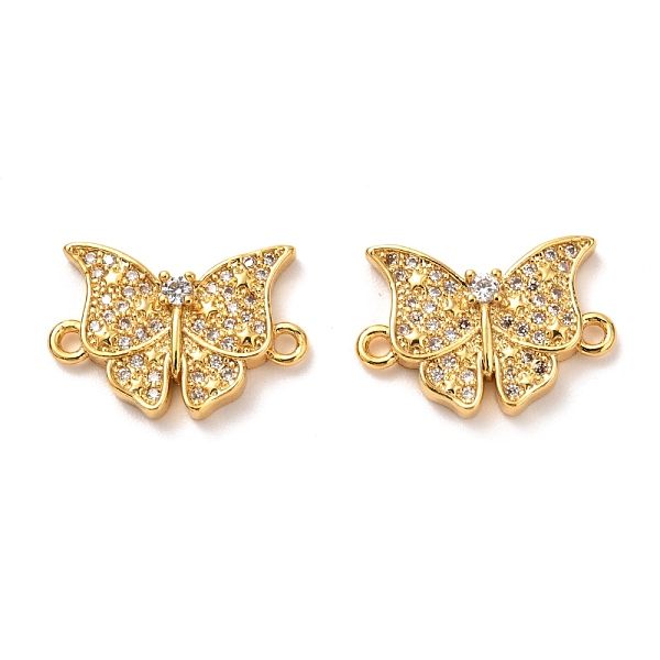 

PandaHall Brass Micro Pave Clear Cubic Zirconia Links Connectors, Long-Lasting Plated, Butterfly, Real 18K Gold Plated, 12x17.5x3.5mm, Hole...