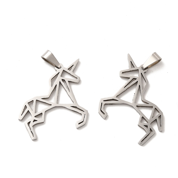 

PandaHall 201 Stainless Steel Pendants, Unicorn Charm, Stainless Steel Color, 26x32x1.5mm, Hole: 6.5x3mm 201 Stainless Steel Unicorn