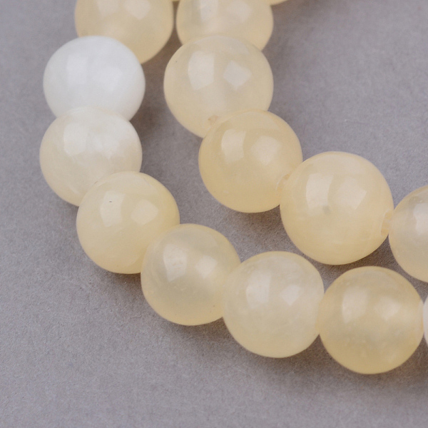 

PandaHall Natural Yellow Jade Beads Strands, Round, 6~6.5mm, Hole: 1mm, about 63pcs/strand, 15.5 inch Yellow Jade Round