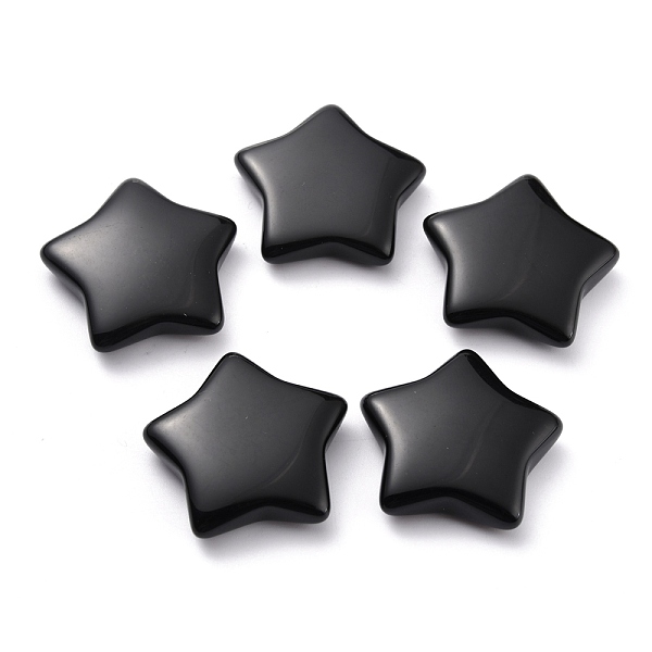 

PandaHall Natural Obsidian Beads, No Hole, Star, 20~21x20~21x6~6.5mm Obsidian Star