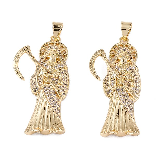 

PandaHall Brass Micro Pave Clear Cubic Zirconia Pendants, Long-Lasting Plated, Death, Real 18K Gold Plated, 37x17.5x4.5mm, Hole: 4.5x3.5mm...