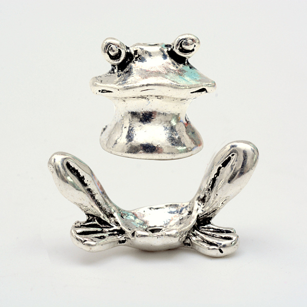 

PandaHall Frog Tibetan Style Alloy Beads, Cadmium Free & Lead Free, Antique Silver, Head: 13x13.5x11mm, Foot: 13x24x8mm, Hole: 1.5mm...