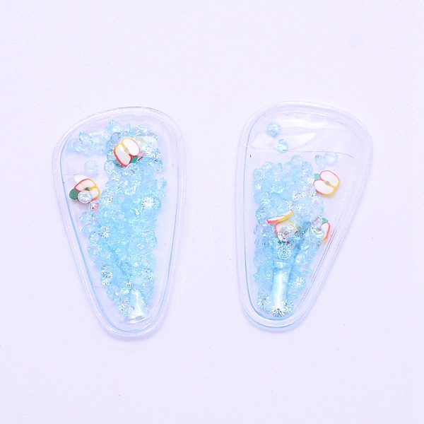 

PandaHall Plastic with Resin and Polymer Clay Accessories, DIY for Bobby pin Accessories, Oval with Apple, Light Sky Blue, 55x29x5mm Resin...