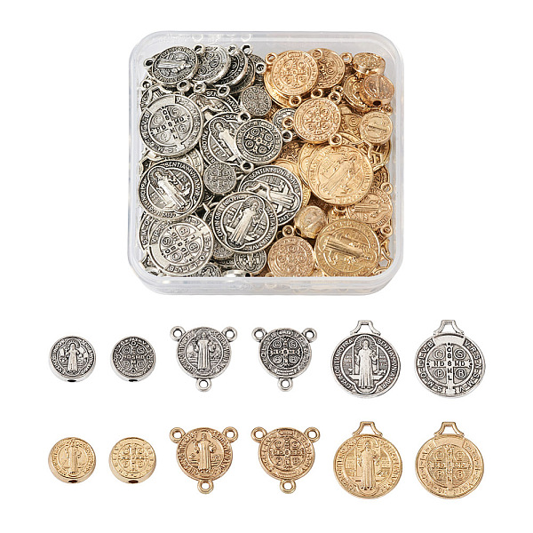 

PandaHall Boutigem DIY Religion Jewelry Making Kits, Including Flat Round with Saint Benedict Alloy Beads & Pendant & Links Connectors...