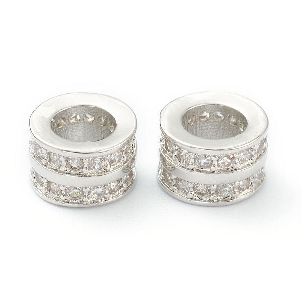 

PandaHall Brass Clear Cubic Zirconia Beads, Large Hole Beads, Long-Lasting Plated, Tube, Platinum, 8.5x5.5mm Brass+Cubic Zirconia Tube Clear