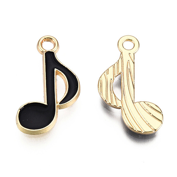

PandaHall Alloy Pendants, with Enamel, Musical Note, Light Gold, Black, 20x12x2mm, Hole: 1.8mm Alloy+Enamel Musical Note Black