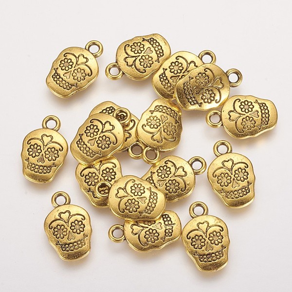 

PandaHall Mexico Holiday Day of the Dead Sugar Skull Tibetan Style Alloy Metal Pendants, For Mexico Holiday Day of the Dead, Lead Free &...