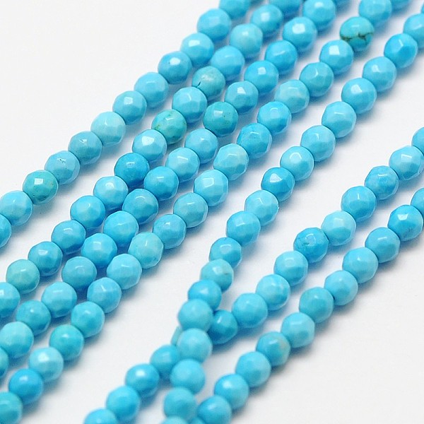 

PandaHall Natural Magnesite Beads Strands, Dyed & Heated, Faceted Round, 2mm, Hole: 0.8mm, about 190pcs/strand, 16 inch Magnesite Round