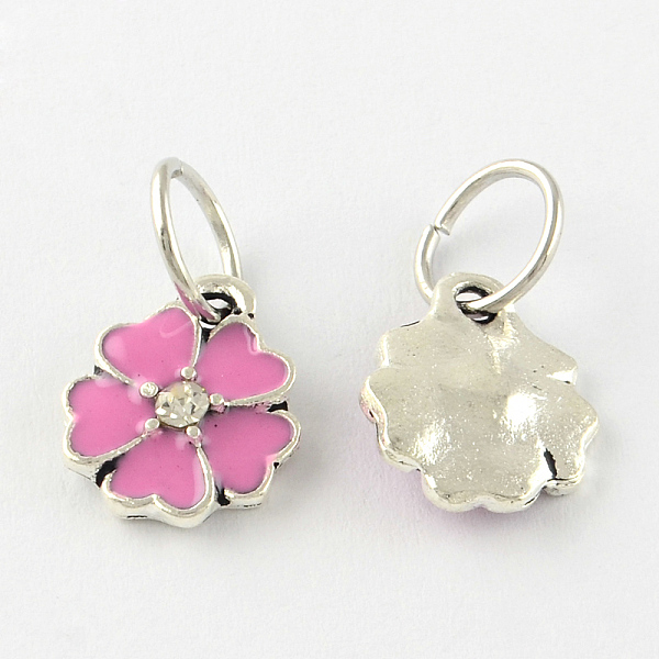

PandaHall Enamel Style Flower Alloy Rhinestone Charms, with Iron Findings, Antique Silver, Mixed Color, 13.5x11x3mm, Hole: 6mm Alloy..., Multicolor