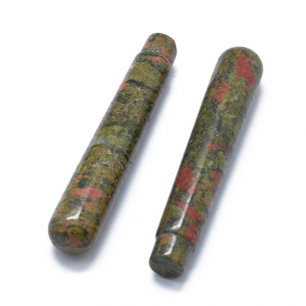 

PandaHall Natural Unakite Beads, No Hole/Undrilled, For Wire Wrapped Pendant Making, Column, 71.5x12~12.5mm Unakite Column