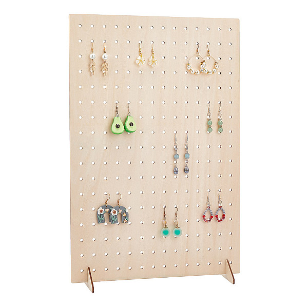 1 Pc Wooden Ear Stud Display Holder, 238 Holes Moccasin Rectangle Earrings Holder Organizer Jewelry Show Rack Wood Earring Board for Retail Selling Photography Personal