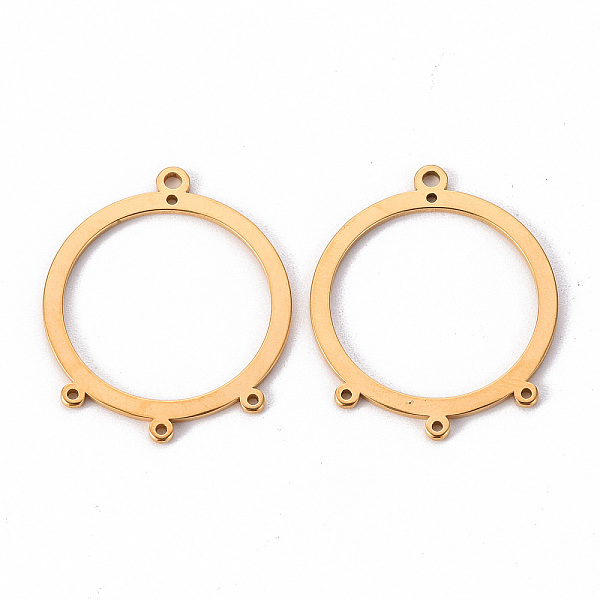 

PandaHall 201 Stainless Steel Chandelier Components Links, Round Ring, Laser Cut, Golden, 30x25x1mm, Hole: 1.6mm and 1mm 201 Stainless Steel...