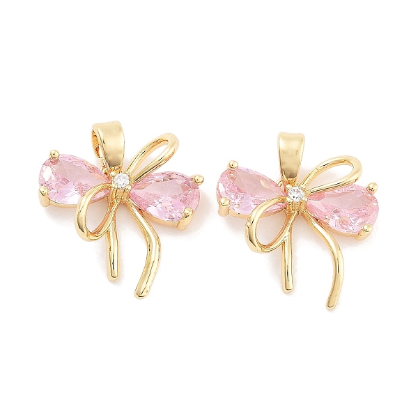 

PandaHall Brass Micro Pave Cubic Zirconia Pendants, Real 18K Gold Plated, Bowknot, Real 18K Gold Plated, Pink, 16x15x4mm, Hole: 5x3mm...