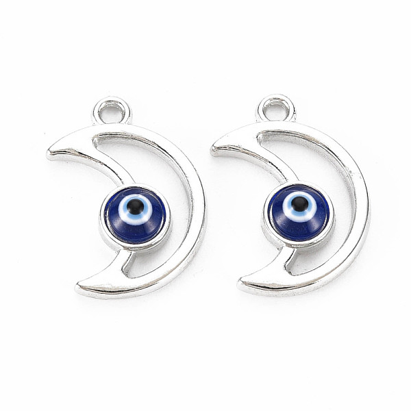 

PandaHall Alloy Enamel Pendants, Platinum, Cadmium Free & Lead Free, Moon with Evil Eye, Dark Blue, 20.5x14x4mm, Hole: 1.8mm Alloy+Enamel...