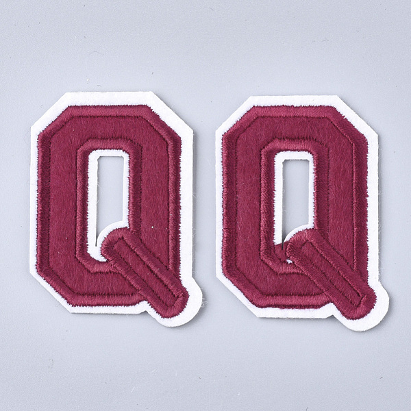 

PandaHall Computerized Embroidery Cloth Iron On Patches, Costume Accessories, Appliques, Letter, Letter.Q, 60x44x1.5mm Cloth Letter Q Red