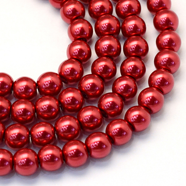 

PandaHall Baking Painted Glass Pearl Bead Strands, Pearlized, Round, FireBrick, 3~4mm, Hole: 0.5mm, about 195pcs/strand, 23.6 inch Glass..., Red