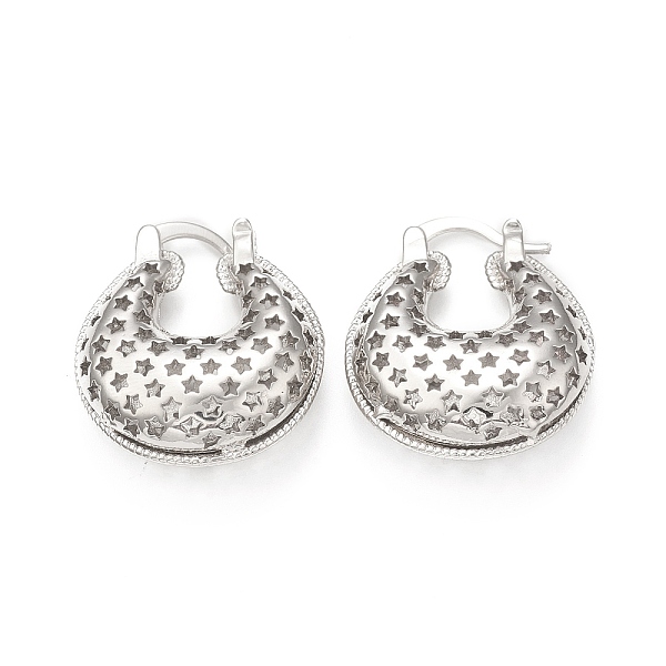 

PandaHall Rack Plating Brass Teardrop with Star Thick Hoop Earrings for Women, Cadmium Free & Lead Free, Platinum, 28.5x24.5x9.5mm, Pin: 1mm...