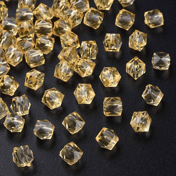 

PandaHall Transparent Acrylic Beads, Faceted, Square, Goldenrod, 5.5x5.5x5.5mm, Hole: 1.8mm, about 4485pcs/500g Acrylic Square Gold