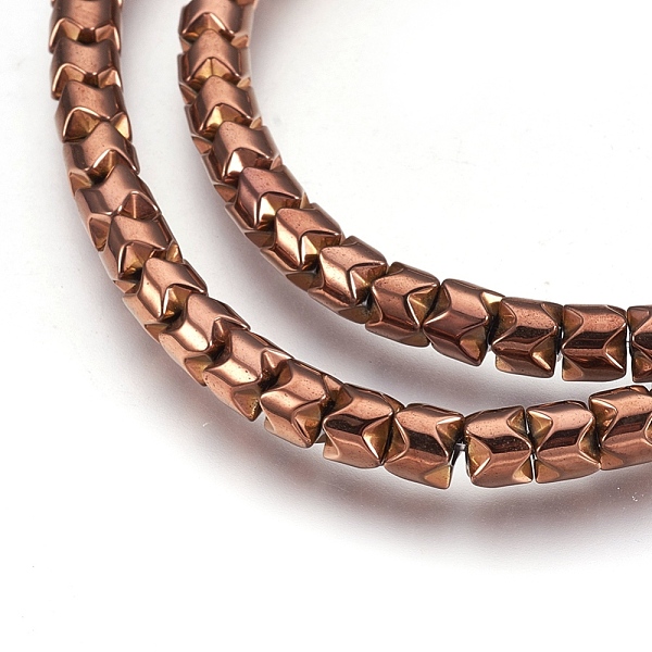 

PandaHall Electroplate Non-magnetic Synthetic Hematite Bead Strands, Polished, Column, Copper Plated, 5x4mm, Hole: 1mm, about...