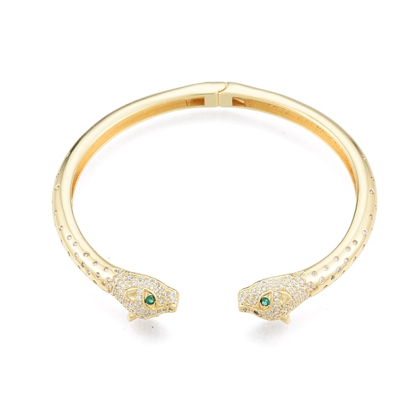 

PandaHall Green Cubic Zirconia Leopard Open Cuff Bangles, Brass Jewelry for Women, Real 18K Gold Plated, Inner Diameter: 2-1/8x2-3/8 inch..., Clear