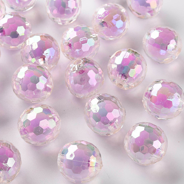 

PandaHall Transparent Acrylic Beads, Bead in Bead, AB Color, Faceted, Round, Violet, 16mm, Hole: 3mm, about 205pcs/500g Acrylic Round Purple