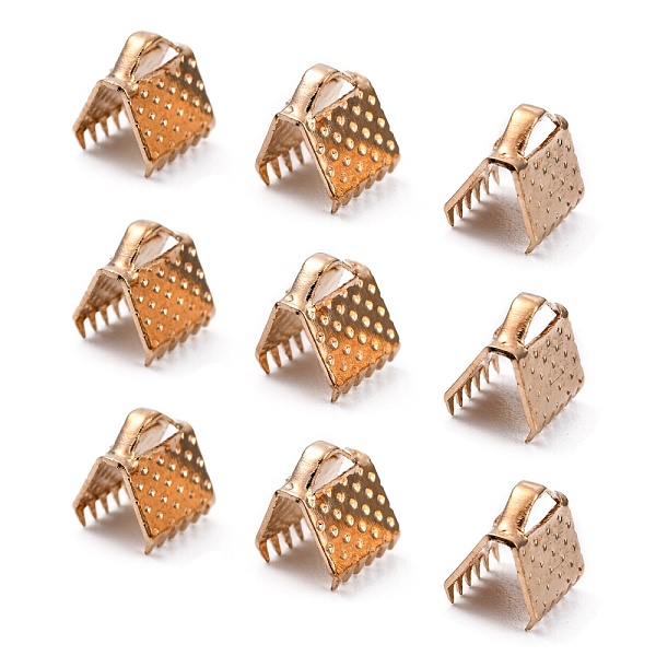 

PandaHall Iron Ribbon Crimp Ends, Light Gold, 6x7mm, Hole: 2mm Iron