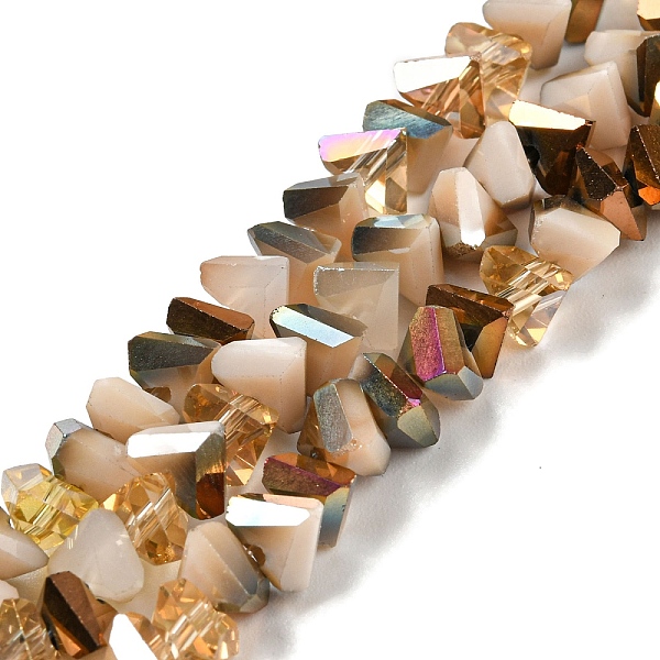 

PandaHall Gradient Color Electroplate Glass Bead Strands, Segmented Multi-color Beads, Half Rainbow Plated, Faceted, Triangle, Peru..., Brown