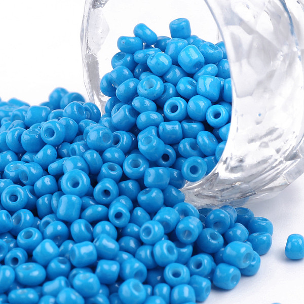 

PandaHall Baking Paint Glass Seed Beads, Dodger Blue, 8/0, 3mm, Hole: 1mm, about 1111pcs/50g, 50g/bag, 18bags/2pounds Glass