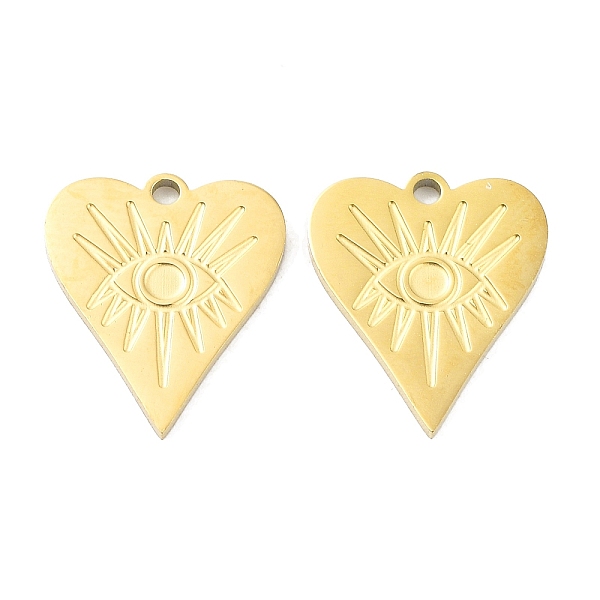 

PandaHall Ion Plating(IP) 316L Surgical Stainless Steel Pendants, Heart with Eye Charm, Real 18K Gold Plated, 17x15x1.5mm, Hole: 1.6mm 316L...