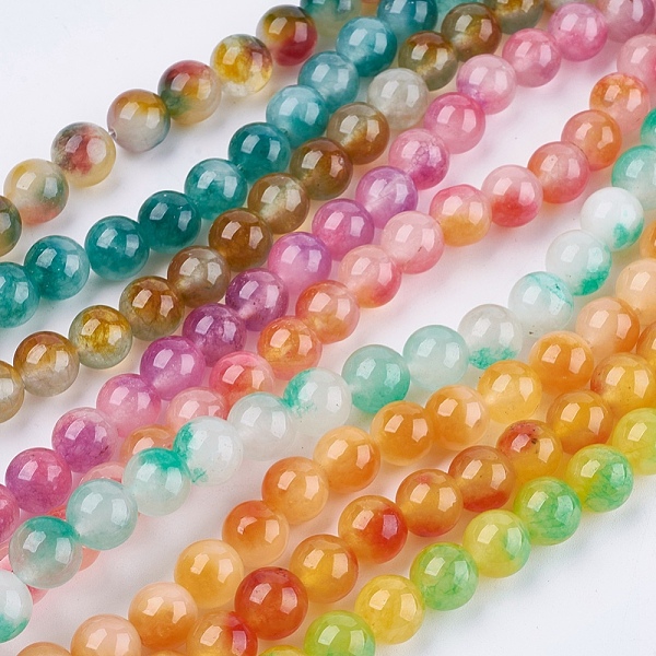 

PandaHall Two Tone Natural White Jade Bead Strands, Dyed, Round, Mixed Color, 10mm, Hole: 1mm, about 38pcs/strand, 14.9 inch White Jade..., Multicolor