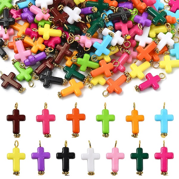 130Pcs 13 Colors Acrylic Cross Pendants