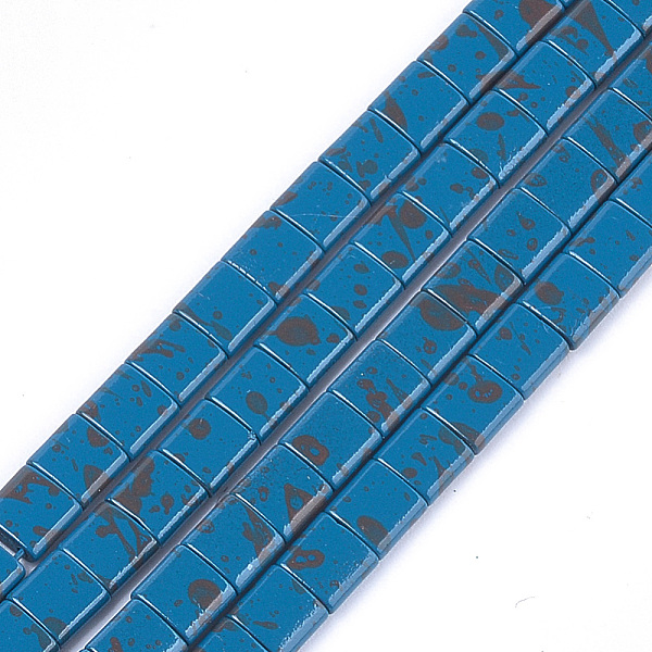 

PandaHall Spray Painted Non-magnetic Synthetic Hematite Multi-Strand Links, For Tile Elastic Bracelets Making, Square, Steel Blue, 5x5x2mm...