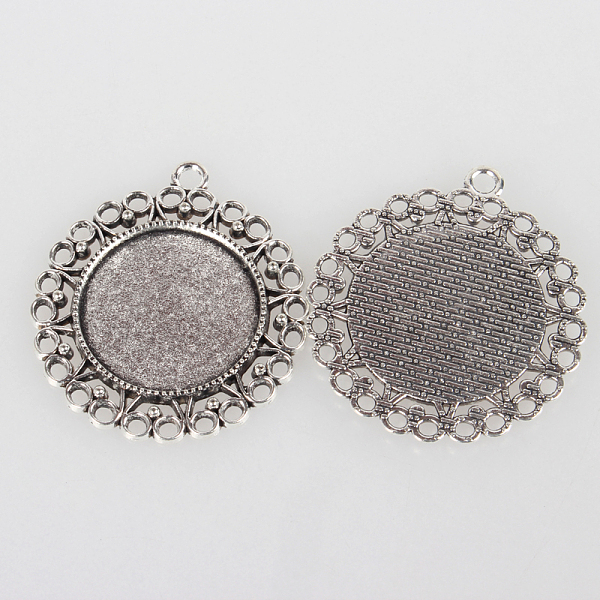 

PandaHall Vintage Tibetan Style Alloy Flower Pendant Cabochon Bezel Settings, Cadmium Free & Lead Free, Antique Silver, Flat Round Tray...