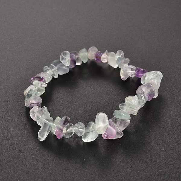 Bracelets élastiques De Perles De Fluorite Naturelles