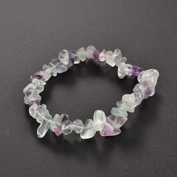 

PandaHall Chips Natural Fluorite Beaded Stretch Bracelets, 1-3/4 inch(4.5cm) Fluorite