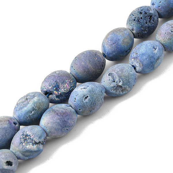 

PandaHall Electroplated Natural Druzy Geode Agate Bead Strands, Drum, Blue Plated, 14~14.5x12mm, Hole: 1mm, about 14pcs/strand, 7.87 inch...