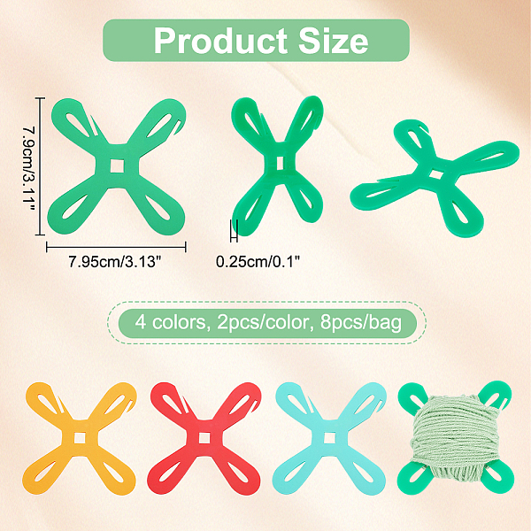 Olycraft 8 Stück 4 Farben Acrylfaden-Wickelbretter