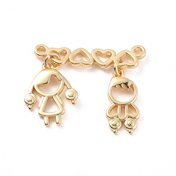 

PandaHall Rack Plating Brass Connector Charms, Cadmium Free & Lead Free, Heart with Boy & Girl, Real 18K Gold Plated, 21x24.5x1.5mm, Hole...