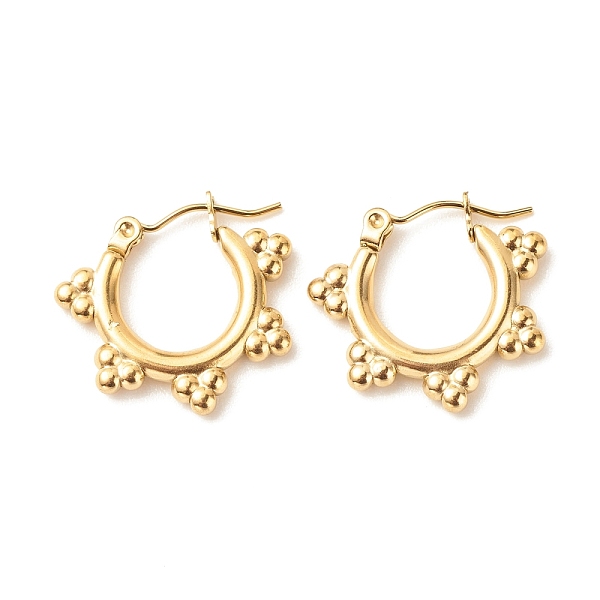 

PandaHall Ion Plating(IP) 304 Stainless Steel Flower Hoop Earrings for Women, Golden, 19x21mm, Pin: 0.8mm 304 Stainless Steel Flower